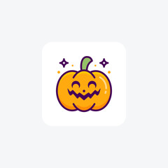 Scary Hallow Pumpkin Lineal Color Outline Icon