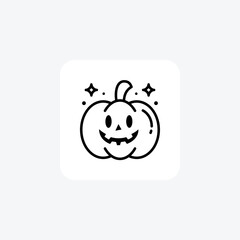 Scary Hallow Pumpkin Black Outline Icon