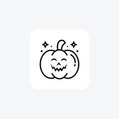 Scary Hallow Pumpkin Black Outline Icon