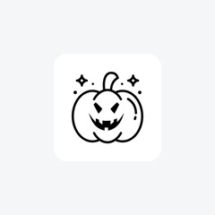 Scary Hallow Pumpkin Black Outline Icon
