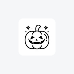 Scary Hallow Pumpkin Black Outline Icon