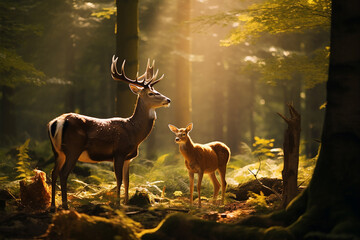 Generative AI a deer and a doe in the clearing