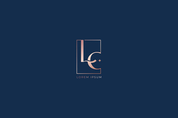 lc minimalist letter fashion brand design line style creative golden wordmark design typography illustration, lc lettering, lc logo design - obrazy, fototapety, plakaty