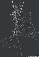 Detailed hand-drawn navigational urban street roads map of the ARNAGE COMMUNE of the French city of LE MANS, France with vivid road lines and name tag on solid background