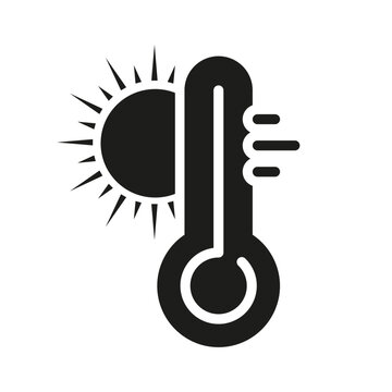 recommend clip art: Thermometer with Sun Silhouette Icon. Hot Temperature Glyph Pictogram. Heat Sunny Day Symbol. Climate Change, Warm Weather, Global Warming Solid Sign. Isolated Vector Illustration