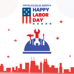 Labor Day USA social media post template banner design