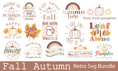 Fall Autumn Retro SVG Bundle.
