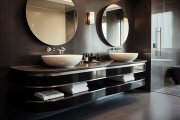 Modern Sinks with mirrors in bathroom