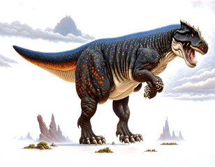 Tyrannosaurus rex t-rex dinosaur roaring in white background - AI generated