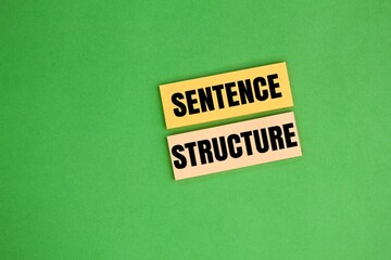 colored paper with sentence structure words. the concept of sentence arrangement or vocabulary