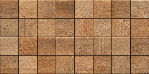 natural wooden mosaics tiles, wood cubes wall cladding, interior design, random wooden floor tiles, dark brown wood artwork, wooden background, ceramic porcelain floor tile design, decorative tiles - obrazy, fototapety, plakaty