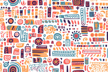 Naklejka premium Abstract decorative tribal ethnic pattern, ornamental vector seamless wallpaper illustration