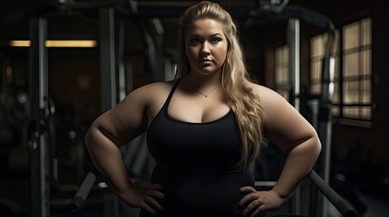Fototapeta na wymiar Overweight Lady's Fitness Journey: A Testament to Determined Training, Positive Self-image, and Health Consciousness. Generative AI