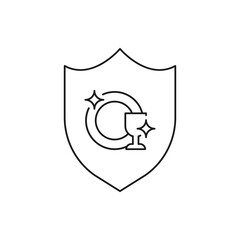 Clean dishes with shield icon line style isolated on white background. Vector illustration