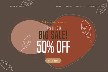 Autumn Super sale vector illustration Landing page template