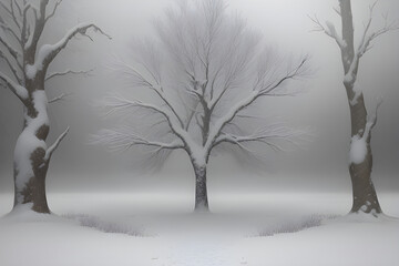 trees in the snow. Generative AI