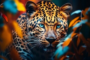 Leopard Abstract Animal Wallpaper with Contrast Background, Generative AI