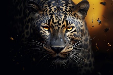 Leopard Cinematic Face - Digital Art Illustration. Generative AI