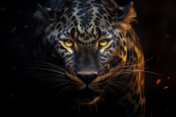 Leopard Cinematic Face - Digital Art Illustration. Generative AI