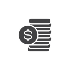 Dollar coins stack vector icon