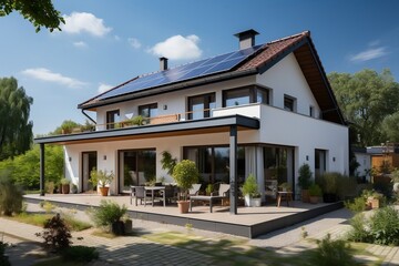 Fototapeta na wymiar Newly Constructed Homes Solar Panels on the Roof. Generative AI