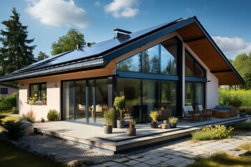 Newly Constructed Homes Solar Panels on the Roof. Generative AI