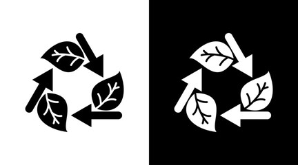 Obraz premium Eco Recycle Leaf Energy Nature Black and white Icon Design