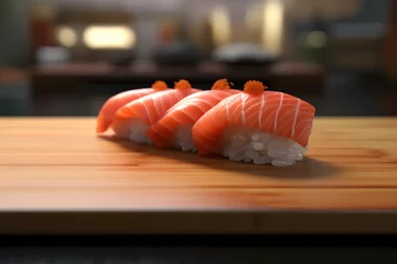 Fotobehang sushi in a restaurant Made with Generative AI © Dicky