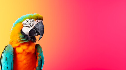 Parrot on vivid background with copy space