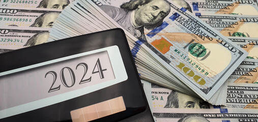 Challenge and prospects for the value and weight of the US dollar in the new year 2024. Lots of 100...