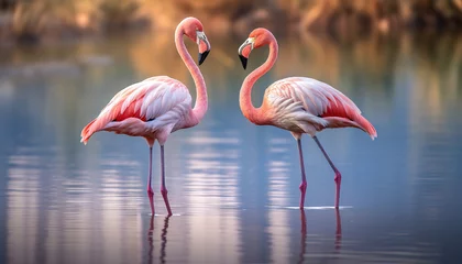 Gartenposter Two flamingo love sign © Rumi X