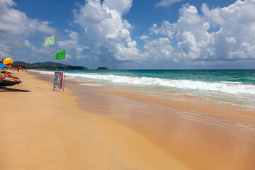 Karon beach in Phuket. Great view of the ocean and clouds - obrazy, fototapety, plakaty