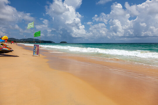 Karon beach in Phuket. Great view of the ocean and clouds