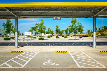 Area with parking spaces reserved for the disabled.