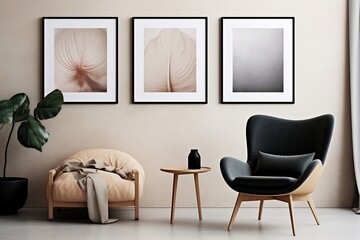 Elegant Scandinavian Living Room Composition. Generative AI