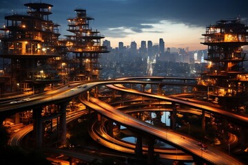 Fototapeta na wymiar Aerial Perspective of an Expressway's Criticality. Generative AI