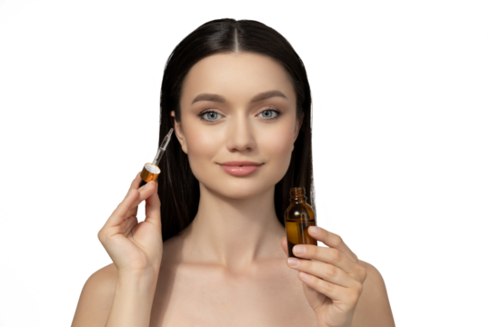 PNG, Girl taking care of facial skin, isolated on white background