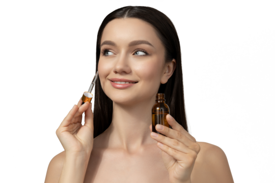 PNG, Girl taking care of facial skin, isolated on white background