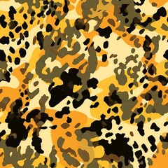 Camouflage leopard spots seamless pattern. Abstract modern military background. Fabric textile print template. AI illustration..