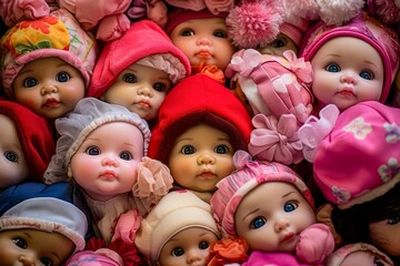 Fototapeta na wymiar Multiracial Dolls Group - Symbol of Racial Integration