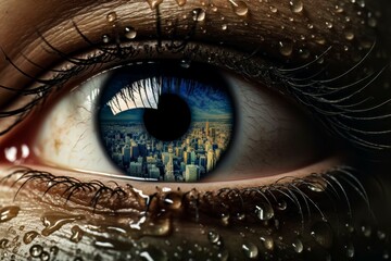 Tearful Eye - Detail of Human Eye Shedding Tears