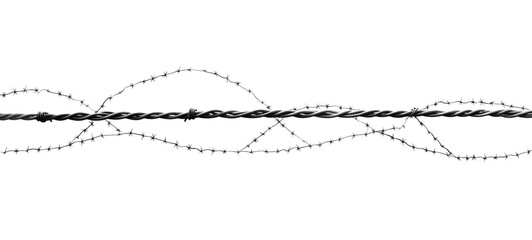Steel Barbed Wire Fence - Transparent Background PNG