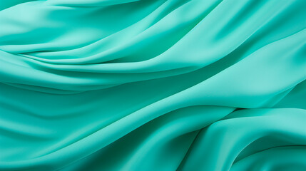 Obraz premium Closeup of rippled turquoise silk fabric as background.AI Generated