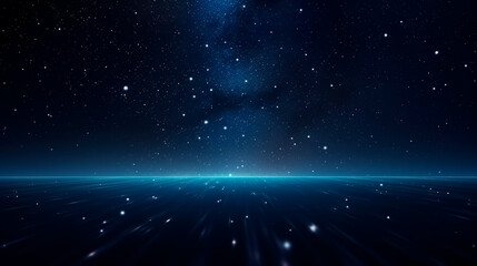 Abstract blue background with stars and light rays, 3d render.AI Generated