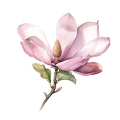 Fototapeta premium Watercolor Magnolia on white background Generative AI