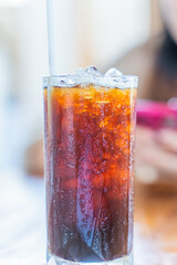 Black coffee, Americano in a cafe by the sea, Sue Flamingo, Ao Yon Beach, Phuket Thailand