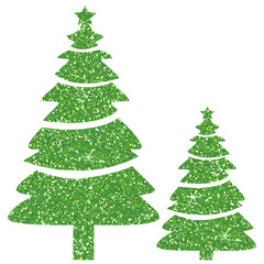 Green christmas tree glitter on transparent background. Christmas icon.Design for decorating,background, wallpaper, illustration