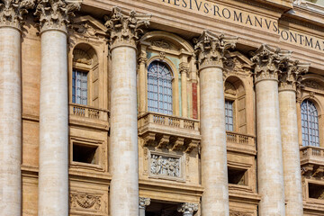 St. Peter's basilica facade on St. Peter's square in Vatican
