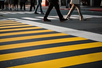 crosswalk on the road for safety when people walking, AI generated - obrazy, fototapety, plakaty