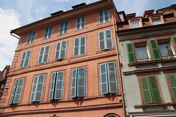 Fototapeta premium old flat buildings in colmar in alsace (france)